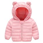 Baby Puffer Jacket Winter Hooded Coat Padded Jacket Lightweight Outerwear Boys Girls Outfits Pink 6-12 Months