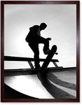 Photography Sport Skateboarding Skater Silhouette Art Print Framed Poster Wall Decor 12X16 Inch