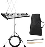 Giantex Percussion Glockenspiel Bell Kit 30 Notes, Xylophone with Adjustable Height Frame, Music Stand, 8" Practice Pad, Bell Mallets, Drumsticks, Carrying Bag, for Student School Band Beginner