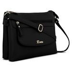 EXOTIC Women Seprate Compartment Sling Bag, Black