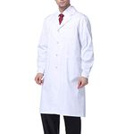 ZXK CO White Lab Coat, Laboratory Coat, Scientist Costume Adult, Unisex Long-Sleeve Medical Coat, Large Side Pockets Doctor Outfit Fancy Dress Costume for Men and Women Lapel Collar