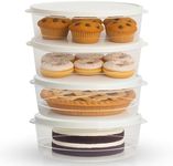 Evelots 4-Pack 10-Inch Airtight Food Storage Container with Lid - Portable Carrier for Pies, Cakes, Cupcakes & More - BPA-Free Clear Plastic - Secure & Easy Transport