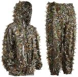 Ghillie Suit Youth 3D Leaf Camo Camouflage Lightweight Clothing Suits for Jungle Hunting, CS Game, Airsoft, Wildlife Photography or Halloween