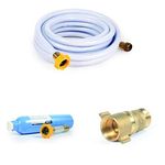 Camco 22783 5/8" x 25' Reinforced Fresh Water Hose + Camco 40055-X Brass Water Pressure Regulator + Camco 40043-X TastePURE RV Water Filter with Flexible Hose Protector Bundle