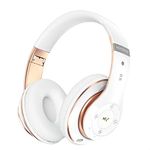 Lankey Sound 6S Bluetooth Headphones Over Ear,Foldable Wireless Headphones with 6 EQ Modes,40 Hours Playtime HiFi Stereo Headset with Mic,Soft Ear Pads, TF/FM for Cellphone/PC/Home (White & Gold)