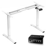 ERGOMAKER Single Motor Electric Height Adjustable Desk Frame, Standing Desk Legs Sit to Stand Office Computer Desk Frame for Home Office, White