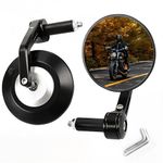 Letgoing Bar End Motorbike Mirror for 17-20mm Motorcycle Handlebar E24 Approved 360° Adjustable Rearview Side round Mirror For Quad Scooter Moped CBF125 600 YZF R125 Ninja Z400 Z650