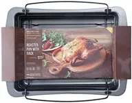 Baker's Secret Roaster with Rack 18"x13", Heavy Gauge Carbon Steel Roaster with Floating Rack, Turkey Roasting Pan with Rack, Dishwasher Safe Kitchen Accessories