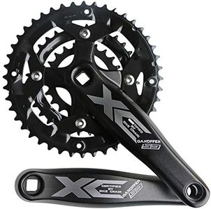 ganopper 9S 9speed 22T 32T 44T 104 BCD 170mm Crank Arm Length MTB Mountain Bike Chainset Triple Teeth CrankSet (Black)