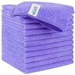 HOMEXCEL Microfiber Cleaning Cloth, 12 Pack Microfiber Towels for Cars, Reusable Cleaning Rags for Car, Household, Kitchen, Window, 11.5"X11.5" Purple