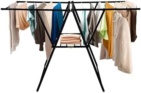 Premium Quality Black Clothes Drying Rack with Extra Height Clothes Rack for Shirts and Dresses, Foldable Heavy Duty Clothes Airer, Space Saving Drying Rack, Indoor & Outdoor Laundry Rack