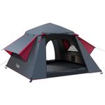 Yafaca Camping Tent, 3 Man Pop Up Tent Extra Large Waterproof Automatic Dome Tent with 2 Rainproof Windows, 2 Layers Family Festival Tent with Removable Outer Layer, Tent for Camping Picnic Garden