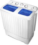 GiantexUK Twin Tub Washing Machine, 8KG Compact Washing Machine and Spin Dryer Combo with Timer Control & Drain Pipe, Mini Portable Washer for Dorm Apartment RVs