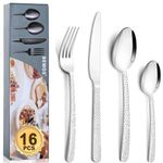 16 Pcs Silverware Set for 4, BEWOS Stainless Steel Flatware Cutlery Set, Mirror Polished Utensils Set, Forks Spoons and Knives Set, Tableware Set for Home/Kitchen/Restaurant/Hotel, Dishwasher Safe