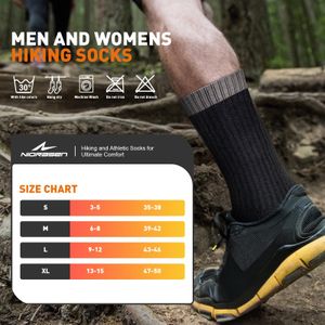 Niorasen Merino Wool Hiking Socks, Thick Cushioned Crew, 3 Pairs Unisex