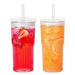 QWEZXO Glass Cups With Lids and Gla