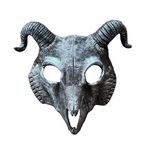 Halloween Half Face Scary Animal Mask,Carnaval Sheep Horn Ghost Devil Demon Mask,Easter Horror Headgear Festival Fancy Dress Samurai Cosplay Party Costume Prop Accessories for Adult (Silver Goat)