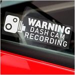 5 x Stickers Warning Dash Cam Recording Vehicle Camera Security Warning Dashcam Window Signs CCTV Car Van Truck Taxi Mini Cab Bus Coach White on Clear 76x25mm C29