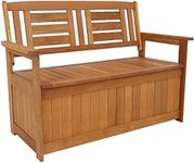 Sunnydaze 51-Inch Meranti Wood Outdoor Storage Bench with Teak Oil Finish