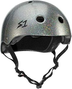 S1 Mega Lifer Helmet for Skateboarding, BMX, and Roller Skating - EPS Fusion Foam, CPSC & ASTM Certified - Silver Gloss Glitter Medium (23.5")