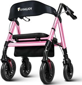 FlyingJoy Rollator Walkers with Seat,450Lb Rolling Walkers,23.76lbs(10.8kg) Extra-Wide Heavy-Duty Rollator Walkers with Seat and Brakes for Seniors and Adults Bariatric with Large Aluminum (Pink)