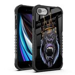 FJyuanqi for iPhone SE 2022/2020 Case Men Women, The Fiery Gorilla King Design Shockproof Anti-Scratch Drop Soft Silicone TPU Bumper PC Backplane Protection Case for iPhone 7/8/6/6s/SE 3rd 2nd