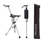 STEP2GOLD Ta-Da Chair, Walking Cane with Seat, Portable Hiking Pole, Folding Fishing Stick, Foldable Camping Chair, Lightweight Aluminum, Easy Carry and Storage, Anti-Slip (33.4"/ Black)