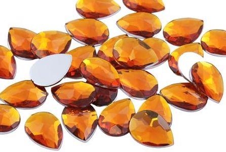 Allstarco 18x13mm Orange Hyacinth H125 Flat Back Teardrop Acrylic Rhinestones Plastic Gems for Jewelry Making Costume Jewels Cosplay Card Making Embelishments Crafts- 30 Pieces