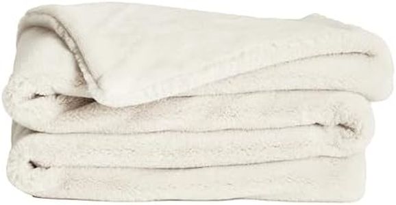 UnHide Lil’ Marsh - Faux Fur Blanket - Durable, Lightweight, Extra Soft Blanket - Machine Washable - Add a Layer of Softness to Any Bed, Couch, or Reading Chair - Snow White, Small (50” x 60”)