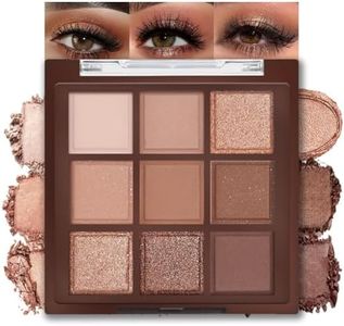 9 Colors Eyeshadow Palette - Dark Punk Smoky Eyeshadow Theme, High Pigmented Blendable Matte & Glitter Shimmer Finishes, Long Lasting Eye Makeup for Halloween & Christmas & Music Festivals (Brown, 1 Count (Pack of 1))
