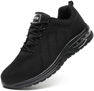 Lightweight Steel Toe Caps Trainers Safety Shoes Boots Mens Womens Work Industrial Work Shoes with Cushioning Black