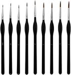 9 Pieces Fine Detail Paint Brush Miniature Painting Brushes Kit Mini Paints Brush Set for Acrylic, Watercolor, Oil, Face, Nail, Scale Model Painting, Line Drawing - Black