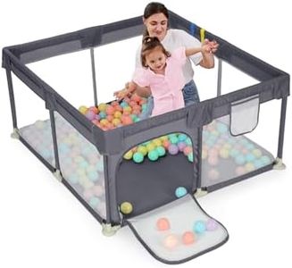 Dripex Parc bebe, parc enfant en tissu oxford, parc bébé avec maille Respirante, Parc de Jeu pour Bébé, 2 anneaux de parc bebe, 127x127cm Gris foncé