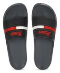PARAGON EVK10917G Men's Black-Red Sliders | Trendy Sliders with Cushioned & Durable Anti-Skid Construction | Waterproof & Lightweight, Perfect for Everyday Casual Wear