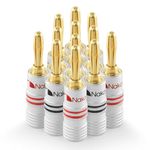 Nakamichi Excel Series 24k Gold Plated Banana Plug 12 AWG - 18 AWG Gauge Size 4mm for Speakers Amplifier Hi-Fi AV Receiver Stereo Home Theatre Radio Audio Wire Cable Screw Connector 12 Pcs (6-Pairs)
