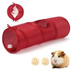 Pawaboo Guinea Pig Tunnel Collapsible Small Pet Tunnels & Tubes with Interactive Toy 3 Play Balls and 1 Fun Bell for Bunny Ferret Hamster Chinchilla Hedgehog Kitten Gerbil Ferret Rat Hiding & Resting