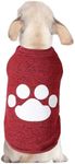 SlowTon Dog Sweater for Small Dog - Classic Knitted Doggie Paw Print Sweater - Soft Warm Winter Dog Clothes for Chihuahua, Bulldog, Dachshund, Pug, Yorkie