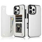 Vofolen for iPhone 16 Pro Case with Card Holder Slots Larger Space Pocket 16 Pro Wallet Case Folio PU Leather Slim Flip Case Magnetic Closure Protective Case Cover for iPhone 16 Phone Case - White