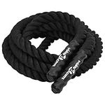 vidaXL Black Battle Rope - 6m, 4.5kg - Polyester Fibre Gym Rope for Strength Training, Endurance, and Full-Body Workouts