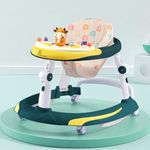 R for Rabbit Little Feet Plus Baby Walker with Rocker 3 Level Height Adjustment and 4 Level Seat Adjustment for Baby Age 6-18 Months Up to 15 KG Weight with Recreational Toy Bar (Green Yellow)