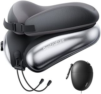 Restnature Neck Pillow for Traveling, Travel Pillows for Airplanes, Adjustable Neck Pillow Airplane Travel Essentials - 2 Layer Patented | Inflatable Air Loop & Memory Foam for 360° Ergonomic Support