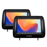 XTRONS 2 x Car Headrest DVD Player, A Pair 9 Inch Car Monitor Backseat Pillow HD Digital Touch Buttons Audio Video Player with HDMI Input Supports 32 Bit games RCA Output IR FM Transmitter