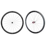 CyclingDeal BOREAS Full Carbon Road Bike 700C Clincher Wheels 38mm Wheelset Rim Brake, 24mm Width compatible with Shimano Sram HG up to 11 Speed, Light-Weight, Front and Rear QR & Brakes Pads Included