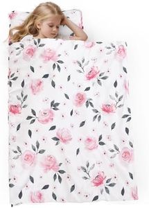 PHF Floral Toddler Nap Mat Set, with Removable Pillow for Toddler Girls, Soft and Lightweight for Daycare, Preschool, Travel, Kindergarten Sleeping Bag, Fits Ages 3-6 Years, Pink Floral