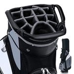 GYMAX Golf Cart Bag, 14 Way Golf Club Bag with Rain Hood, Portable Lightweight Golf Bag with Shoulder Strap & Carry Handle, Cooler Pouch, Rangefinder Pocket, Freestanding Golf Bag for Men