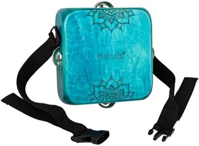 Tambourine Cajon Drum with Jingles, Wearable Strap, Storage Bag, Handheld Percussion Instrument, Portable Cajon for Rhythm Practice & Live Performance (blue)
