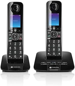 Motorola Voice D8712 Cordless Phone System w/2 Digital Handsets + Bluetooth to Cell, Answering Machine, Call Block - Black