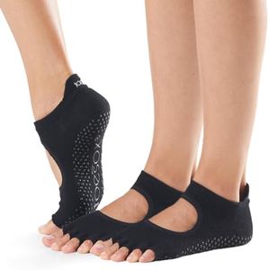 Toesox Half Toe Bellarina Yoga Socks – 2 Pack, Black, SM