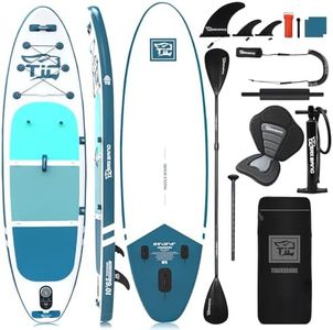 TIGERXBANG Stand Up Paddle Boards 10'6" x 32" x 6" with Premium SUP Board Accessories, Inflatable Paddle Boards for Adults/Kids with Double-Bladed Paddle, Kayak Seat, Defender-Pro Blue
