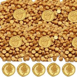 300Pcs Wax Seal Beads, Sealing Wax Beads,Octagon Wax Sealing Beads for Wax Seal Stamp, Cards, Wedding Invitations, Wine Packages, Gift Wrapping, Letter Sealing (Gold)